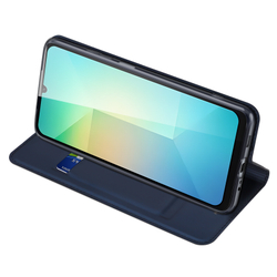 Чехол книжка из PU кожи синего цвета от Dux Ducis для Samsung Galaxy A07 4G, серия Skin Pro Series Case