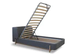 Кровать с подъемным механизмом Basic, 90х200 см (серый, рогожка)