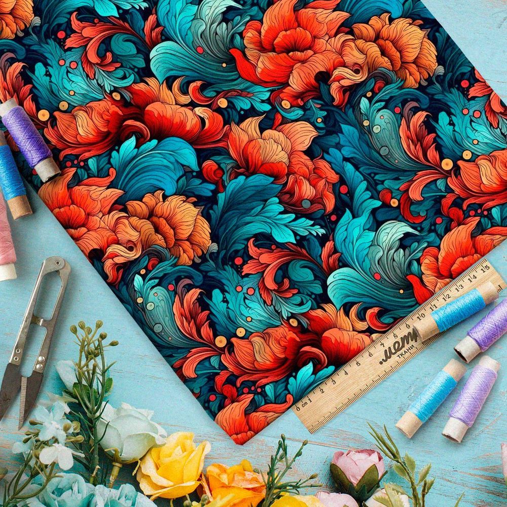 Ткань премиум флис атмосферные шелесты листьев