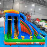 Надувной водный батут с бассейном «Колумбия» c одной лестницей, 6×6×5 м