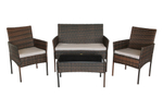 Набор мебели Garden Story Доминика 1 уп. (стол+2кресла+диван ротанг темно-коричневый, подушки серая)