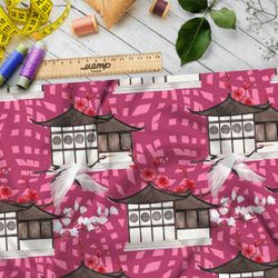 Ткань дюспо журавль и китайский дом