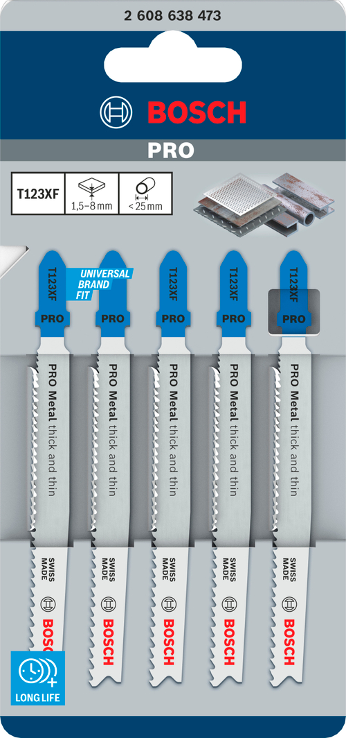 Пилка для лобзика по металлу 100 мм, T123XF BOSCH 2608638473