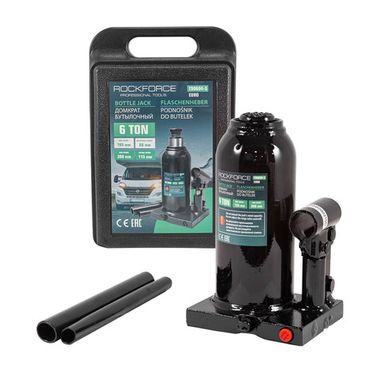 Домкрат бутылочный 6 с клапаномт (высота подхвата-185мм, высота подъема-360мм)в кейсе RockForce##Rock FORCE RF-T90604-S(Euro)