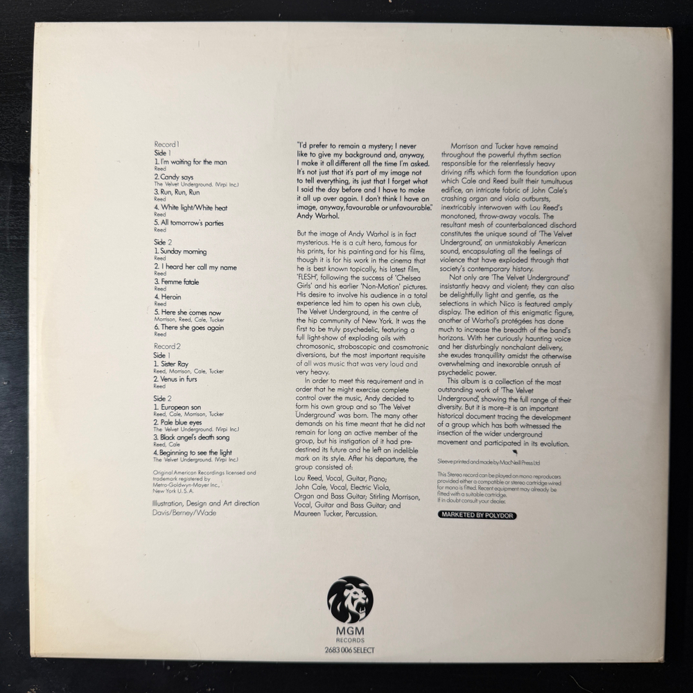 Andy Warhol's Velvet Underground Featuring Nico 2LP (Англия 1971г.) Т