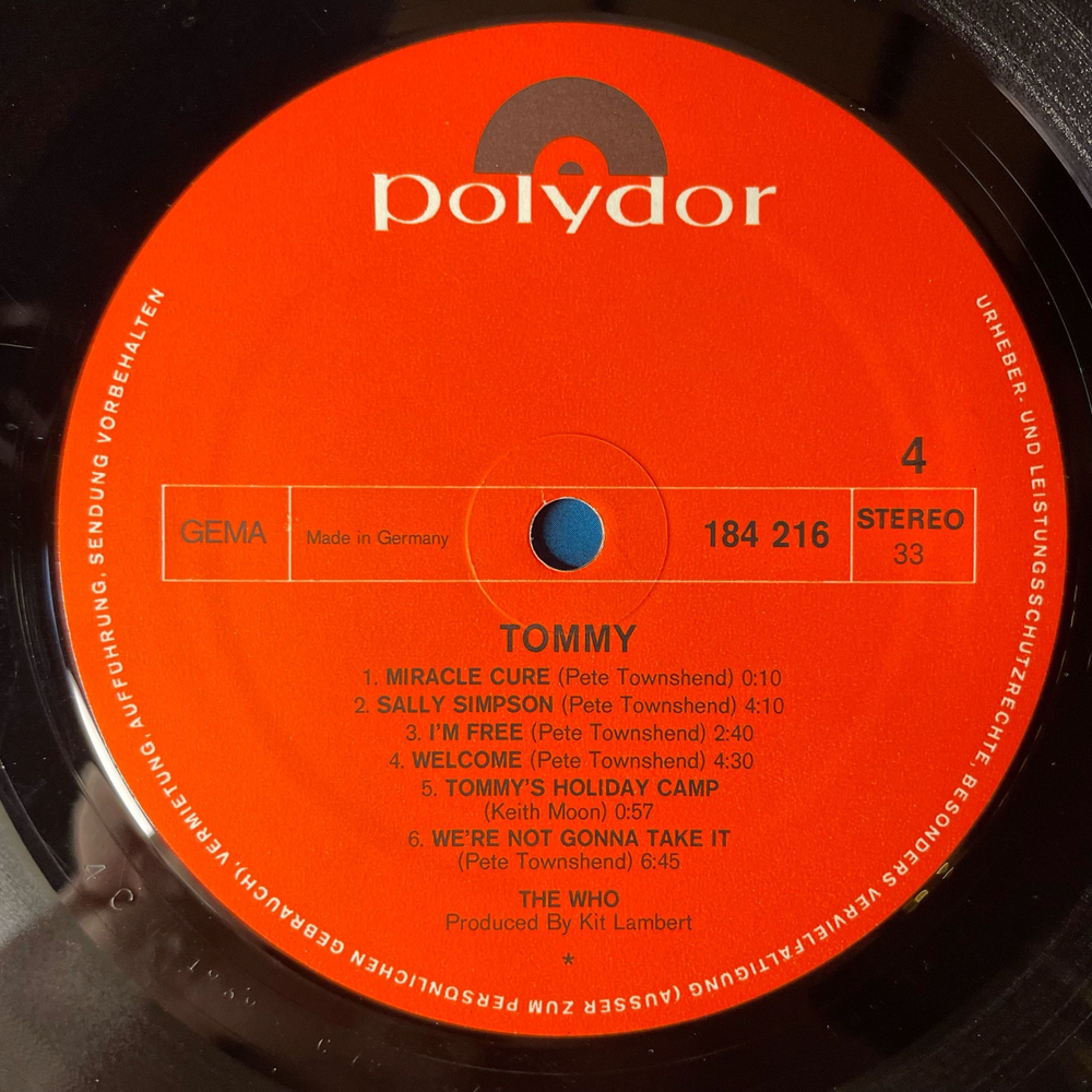 Винтажная виниловая пластинка LP The Who Tommy (Германия 1974)