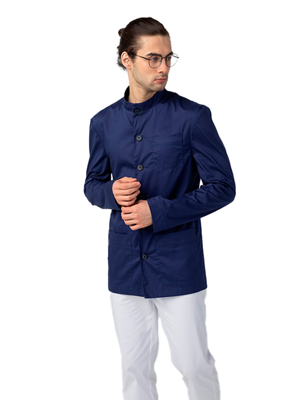 Пиджак медицинский мужской Dr. Nice DRN811 на пуговицах, белый, 52