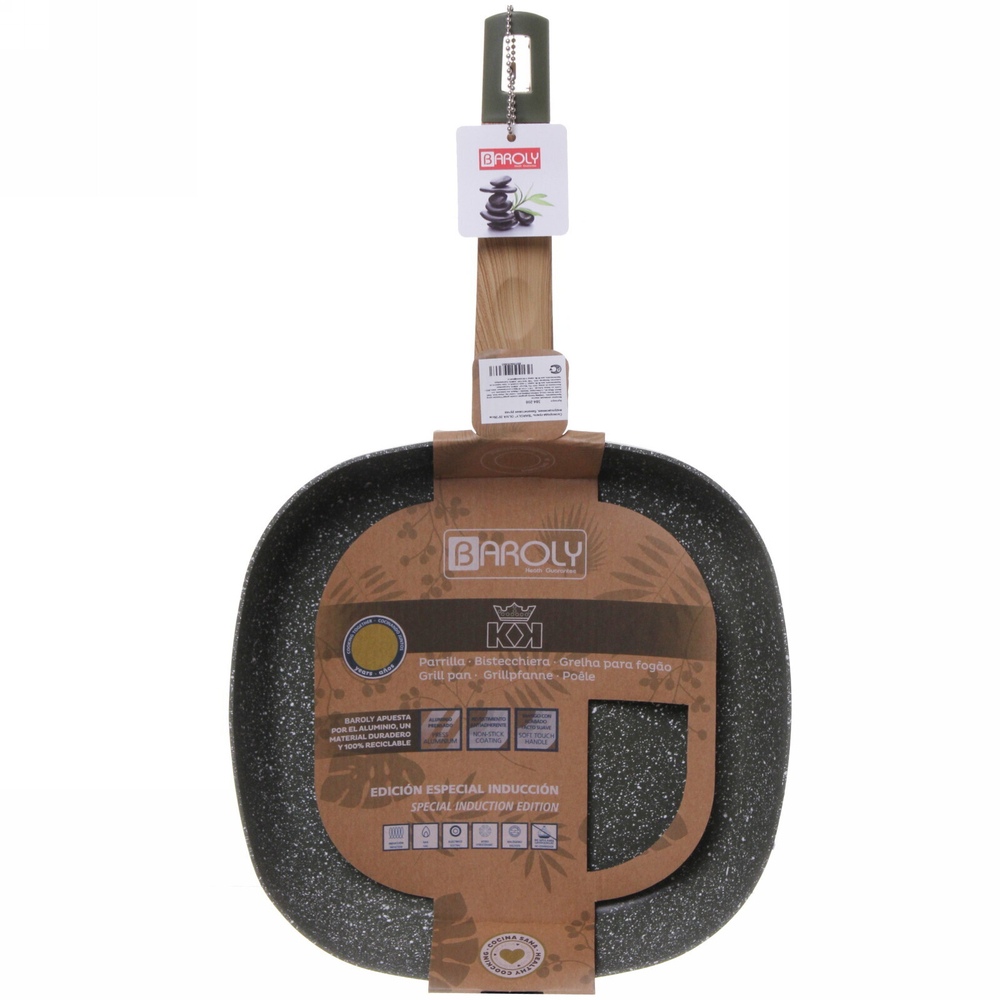 Сковорода квадратная «BAROLY» OLIVA 26*26см индукционная, бакелитовая ручка