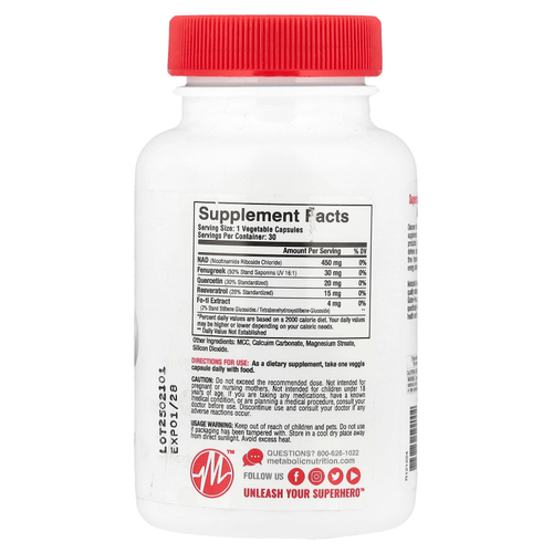 Metabolic Nutrition, NAD MAX + ™, омолаживающее средство на клеточном уровне, 30 капсул