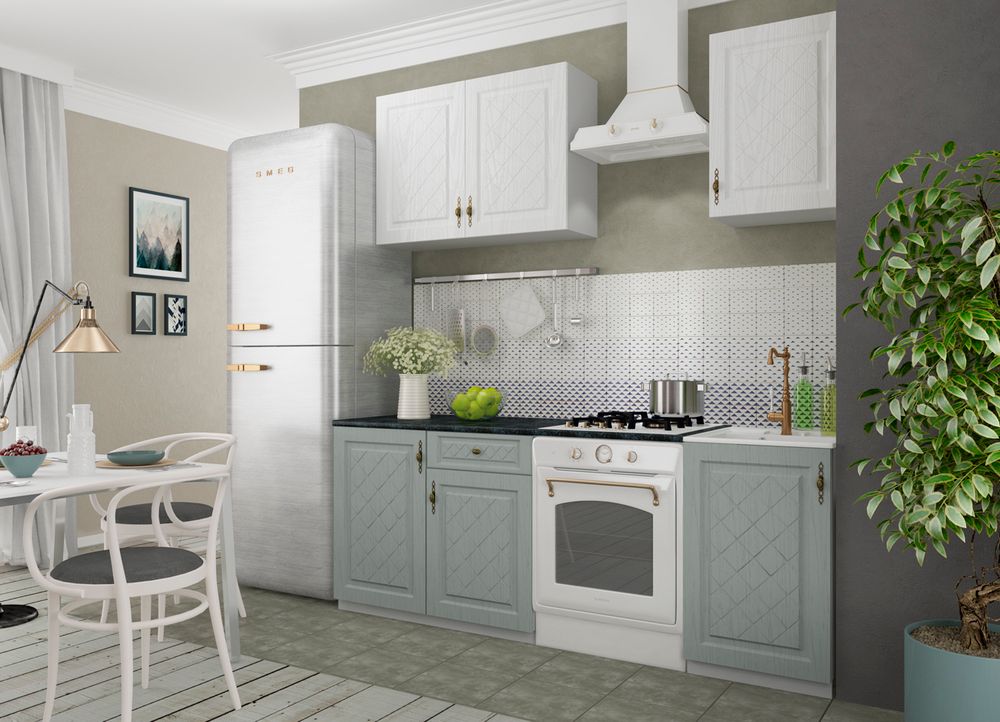 Модульный кухонный гарнитур «Гранд» 1500мм (Пепел/Белый)