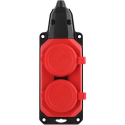 Колодка ЭРА K-2e-RED-IP44 каучуковая с заземлением 2 розетки 16A IP44 красная | Колодки