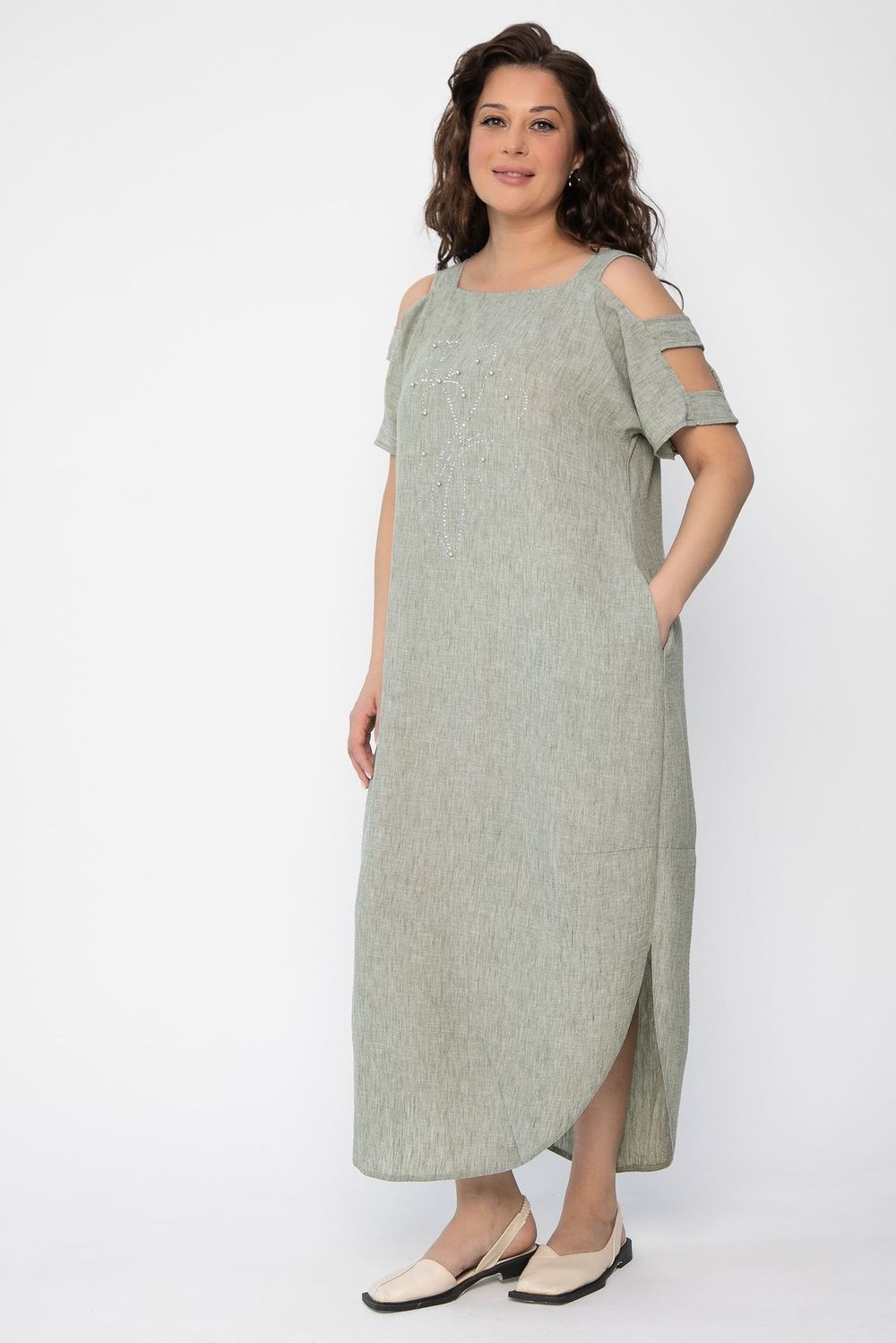 Платье В отпуск (зеленый меланж) П13708-8М LT Collection