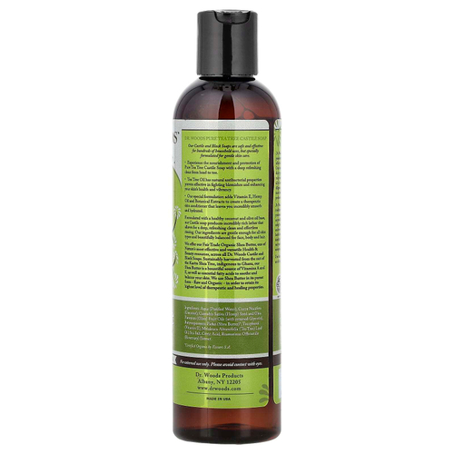 Dr. Woods, кастильское мыло с чайным деревом и маслом ши, приобретенным на основе принципов справедливой торговли, для всех типов кожи, 236 мл (8 жидк. унций)