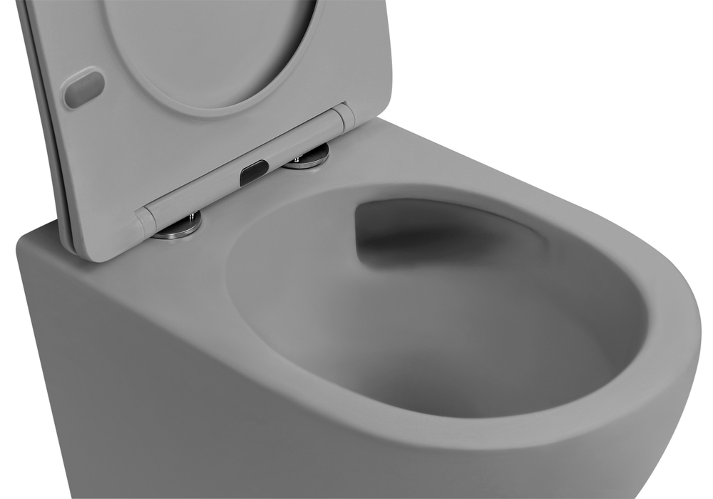 Унитаз ABBER Bequem AC1101TMG подвесной серый матовый, безободковый, смыв торнадо