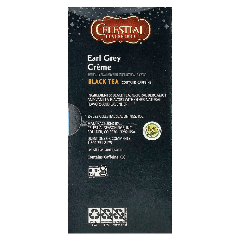 Celestial Seasonings, черный чай, крем с Эрл Грей, 16 чайных пакетиков, 31 г (1,1 унции)