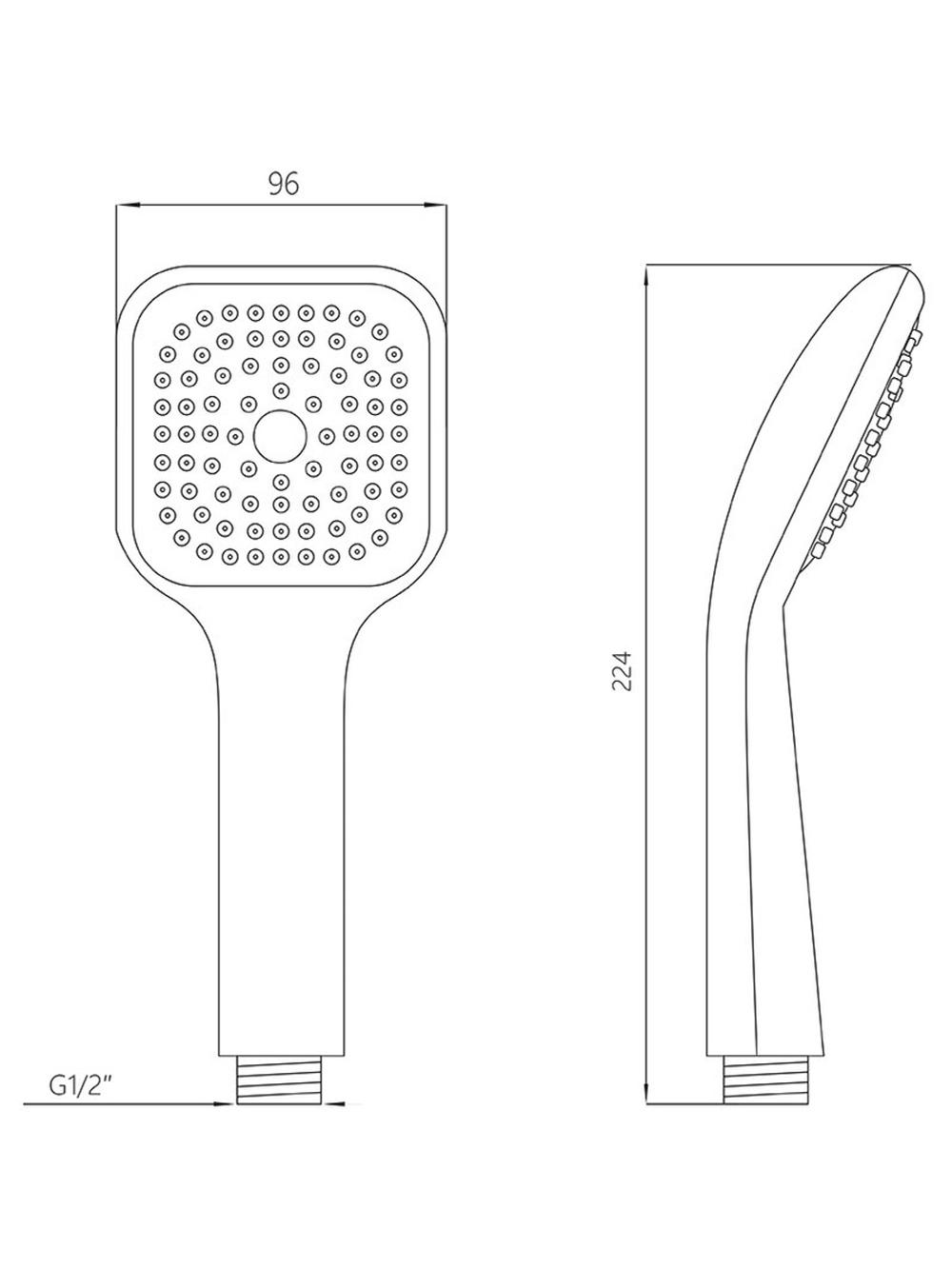 Лейка MELODIA квадрат 1 функция, 80х80мм, хром/серый MKP20436