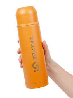 Термос Relaxika 101 (0,75 литра), желтый (стикерпак "Морской")