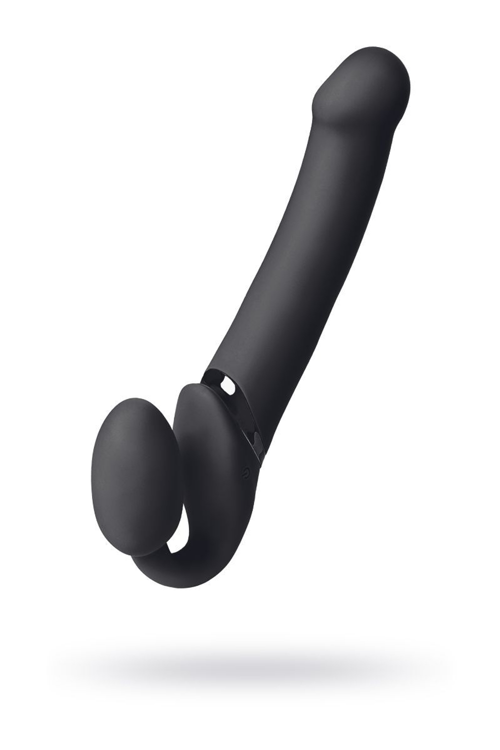 Черный безремневой вибрострапон Vibrating Bendable Strap-On - size L (Цвет: черный)