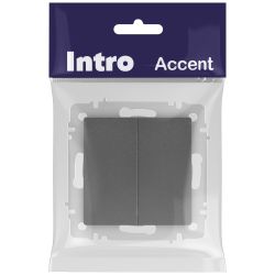 Переключатель Intro Accent 6-107-07 двойной, 10А-250В, IP20, СУ, AL/CU, графит