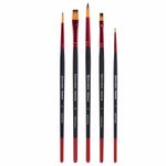 Кисти BRAUBERG PREMIUM, набор 5 шт. (синтетика, круглая № 1, 3, 5, плоская № 5, 8), блистер, 201024