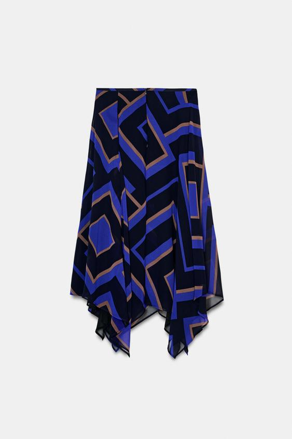 ZARA ЮБКА МИДИ АСИММЕТРИЧНОГО КРОЯ С ПРИНТОМ, РАЗНОЦВЕТНЫЙ