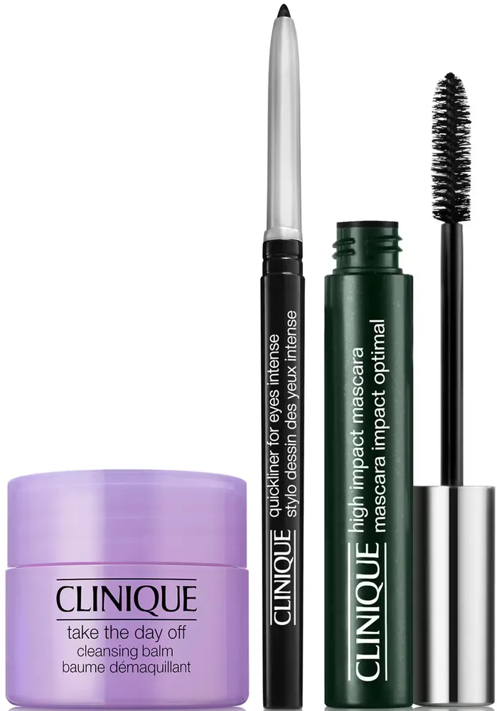 CLINIQUE MASCARA HIGHT IMPACT SET 7ML+ FOR EYES 14GR + TAKE THE DAY 340ML CLINIQUE MASCARA HIGHT IMPACT SET 7ML+ FOR EYES 14GR + TAKE THE DAY 340ML