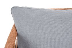 "Диего" кресло плетеное из роупа, каркас алюминий светло-серый (RAL7035) муар, роуп оранжевый меланж круглый, ткань светло-серая