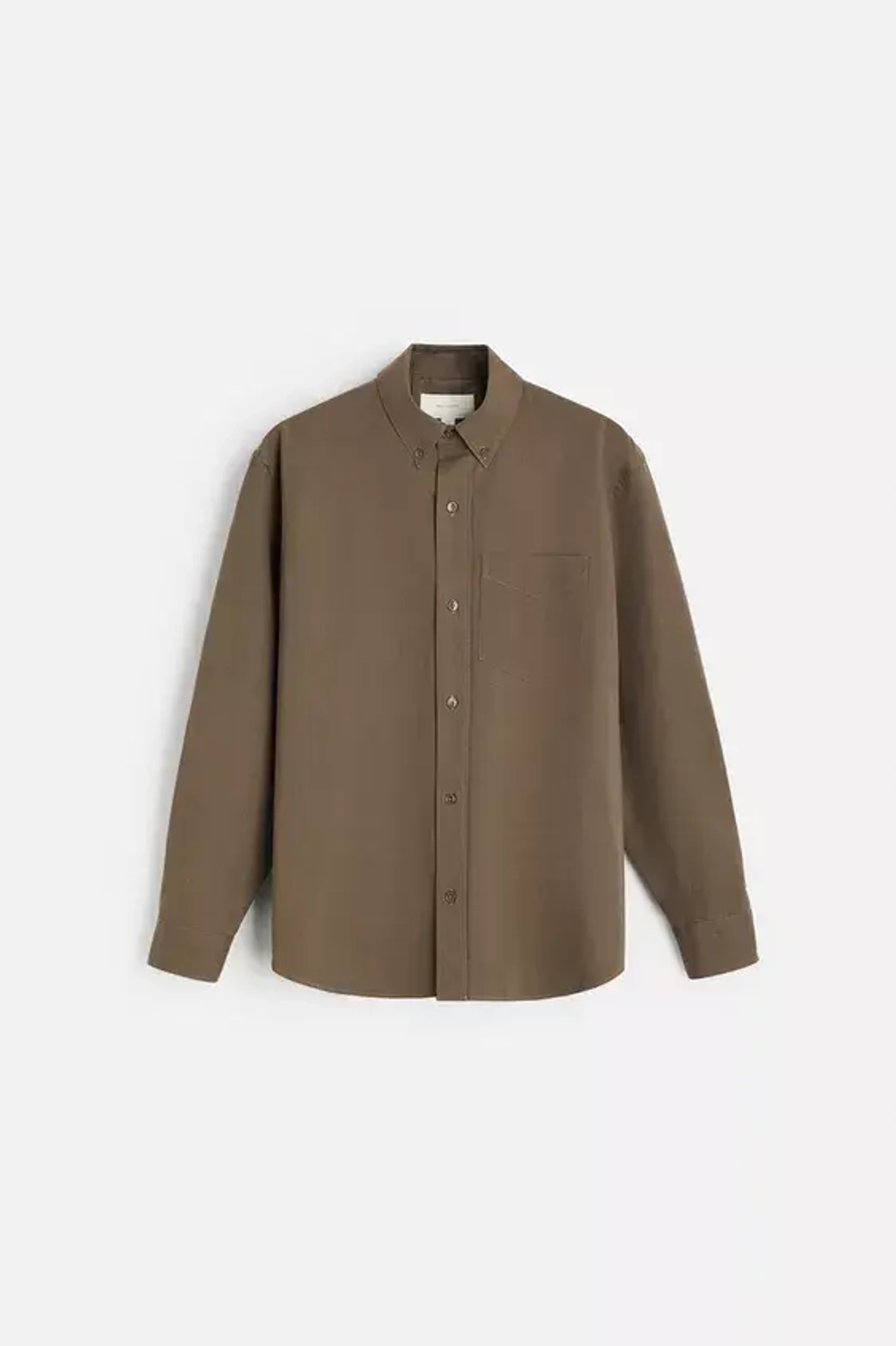 ZARА РУБАШКА ИЗ РЕЛЬЕФНОГО ХЛОПКА, СЕРО-КОРИЧНЕВЫЙ