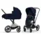 Детская коляска Cybex Priam IV 2 в 1 Rebellious Luxury Denim Blue шасси Chrome Brown