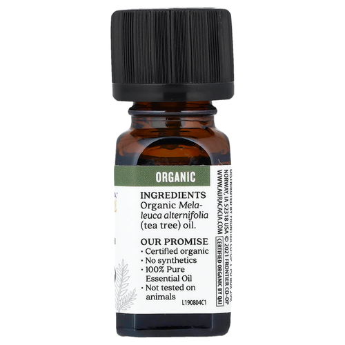 Aura Cacia, чистое эфирное масло, органическое чайное дерево, 7,4 мл (0,25 жидк. унции)