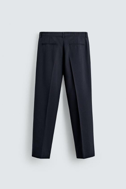 ZARA КОСТЮМНЫЕ БРЮКИ STRAIGHT FIT ИЗ ШЕРСТИ LIMITED EDITION, МОРСКОЙ СИНИЙ