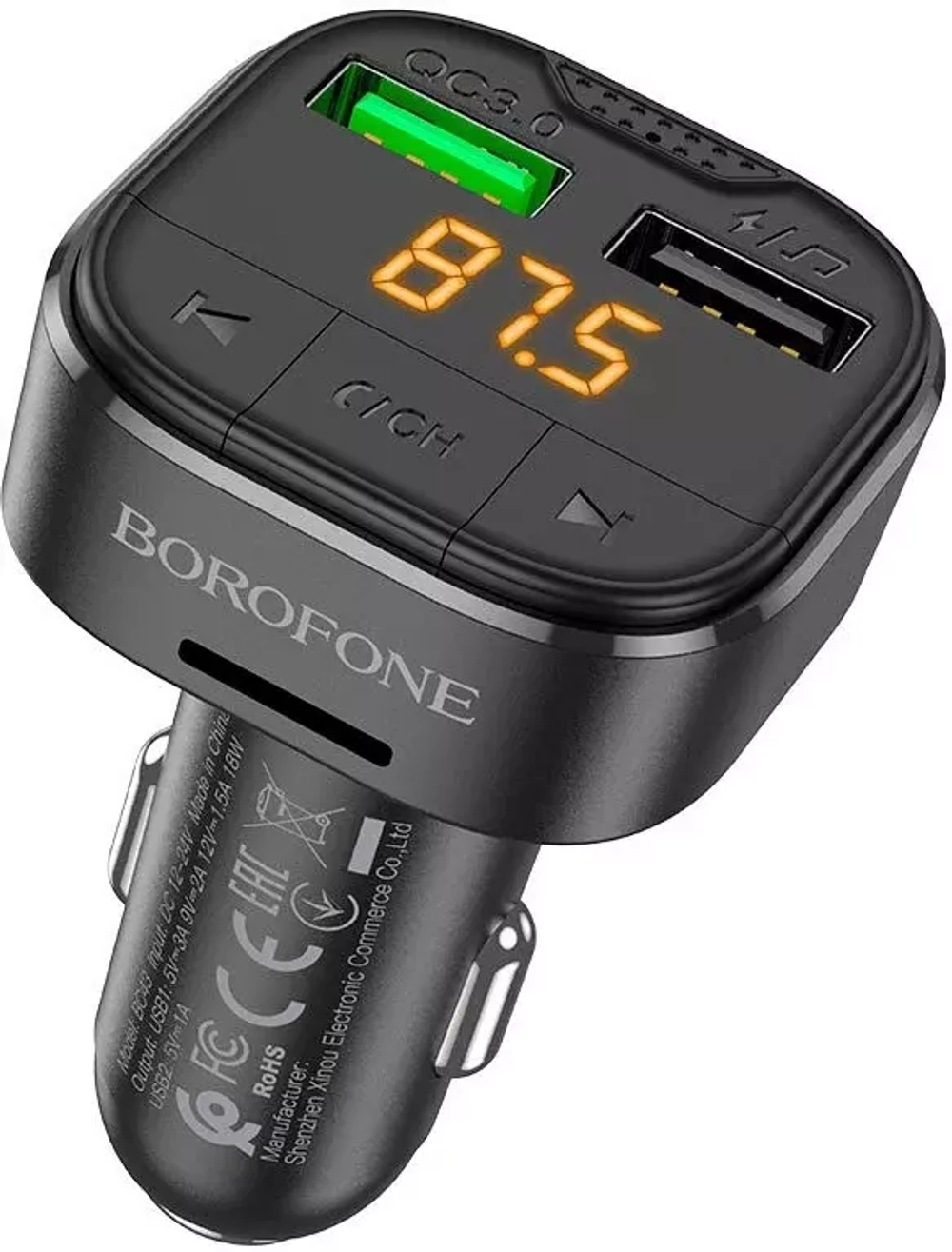 FM модулятор Borofone BC43 Flash  BT/USB/SD/FM, черный