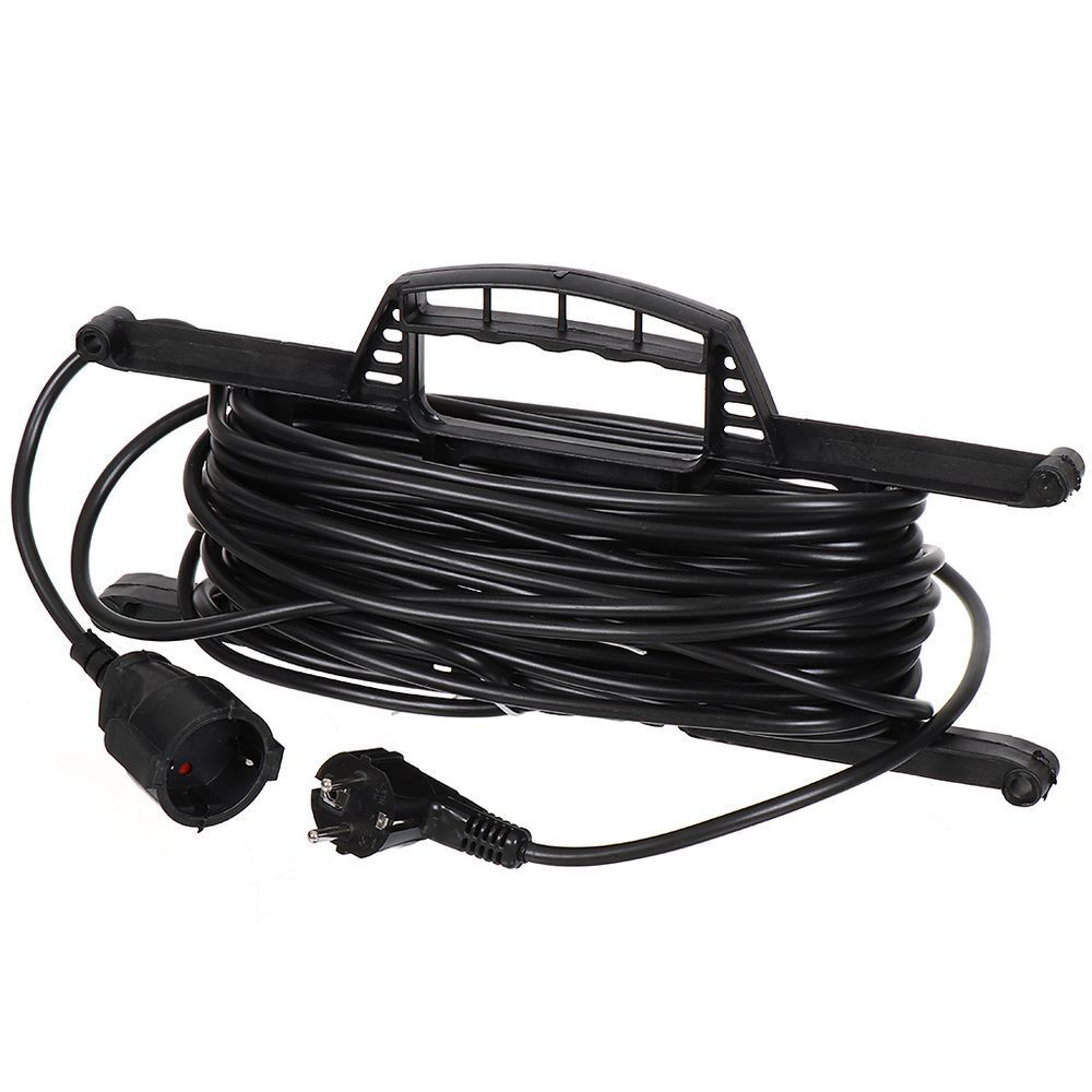 Удлинитель 1 гн, 25 м, 2х1.5 мм2, на рамке, чер, Jett, РС-1, 157-025