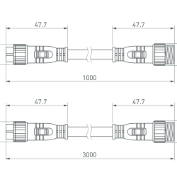 Коннектор питания ARL-LINE-3pin-1000-CON-MF (230V) (Arlight, IP67 Пластик, 3 года) 038887