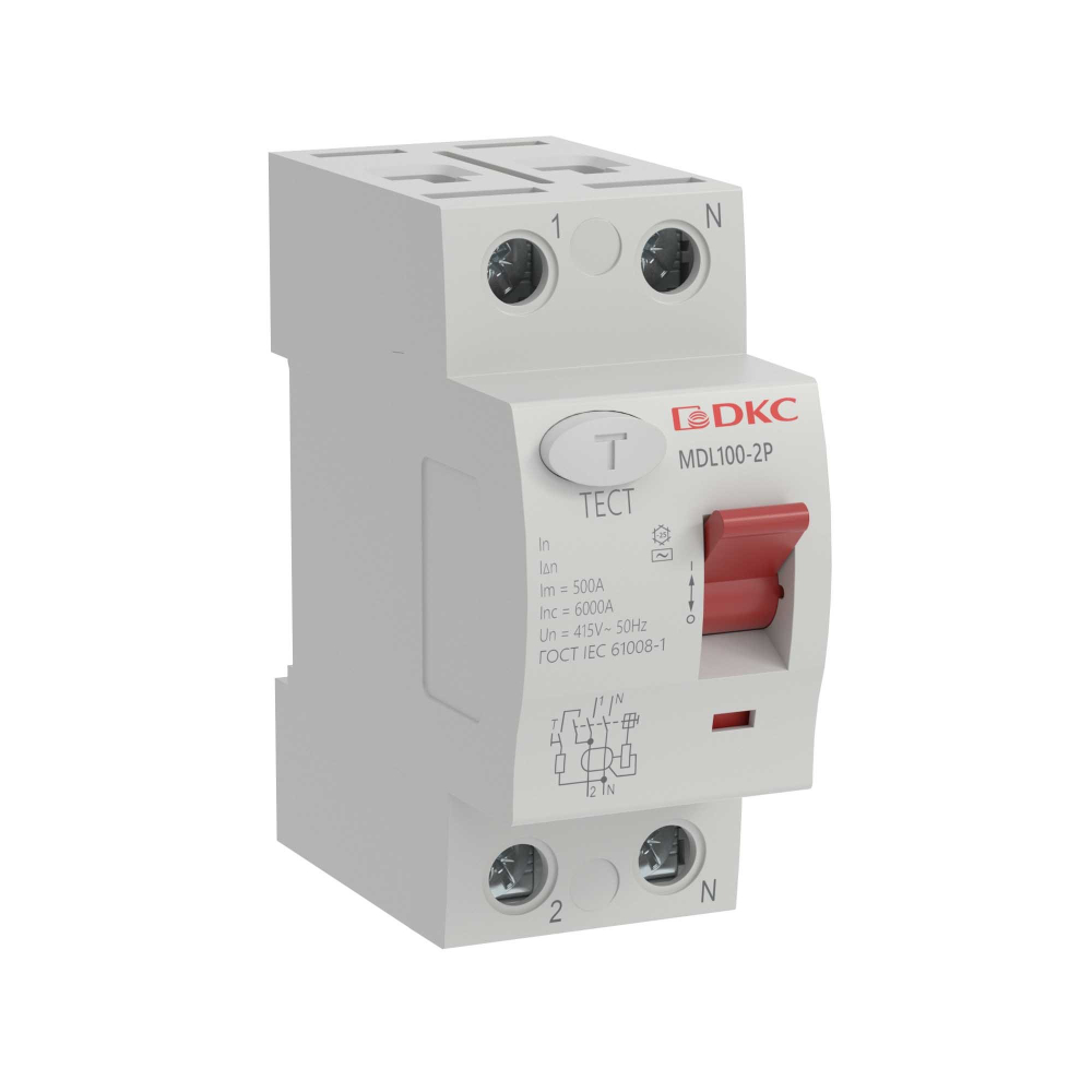 Выключатель дифференциального тока (ВДТ, УЗО)  DKC MDL100-2P4-25-AC