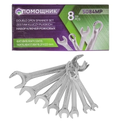 Ключи рожковые, набор 8пр. (6х7, 8х9, 10х11, 12х13, 14х15, 16х17, 18х19, 21х22мм) Помощник 5084MP