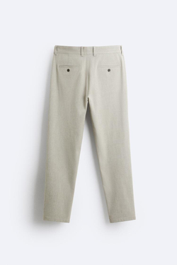 ZARA БРЮКИ КОМФОРТНОЙ ПОСАДКИ ИЗ РЕЛЬЕФНОЙ ТКАНИ, СЕРО-КОРИЧНЕВЫЙ