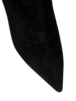 Женские чёрные ботфорты с жемчужным каблуком