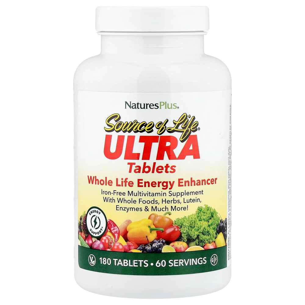NaturesPlus, Source Of Life®, Ultra Whole Life Energy Enhancer, без железа, 180 таблеток