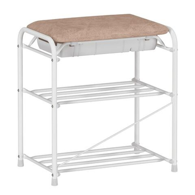 Полка для обуви, мет-л, 3 секц, 45х30х48 см, с сиденьем и ящиком, бел, ЗМИ, ПДОсСя 341 Б
