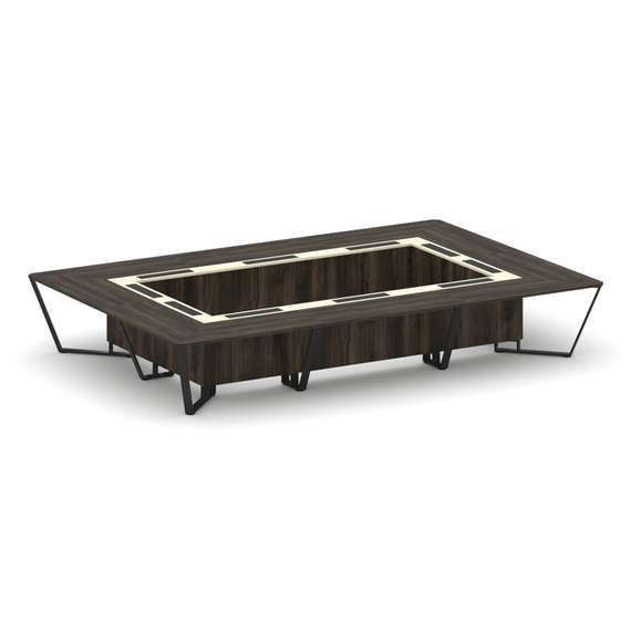 Steel Meet Стол переговорный прямоугольный KMK-PR.B.SP-20K Дуб Мали/Ваниль Глянец/Металл Черный 4800