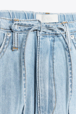 ZARA ДЖИНСЫ TRF НА ШНУРКЕ, ГОЛУБОЙ