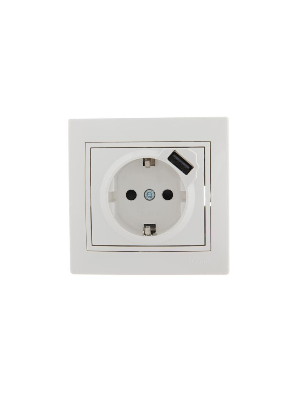 Розетка 1-м СП Mira 16А с заземл. + USB разъем бел. LEZARD 701-0202-181