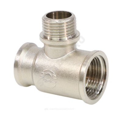 Тройник латунь никель переходной Ду 15 (1/2") ВР/НР/ВР VALFEX VF.132.N.012