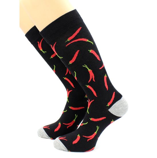 Носки с принтом "Острые перчики" черные Hobby Line