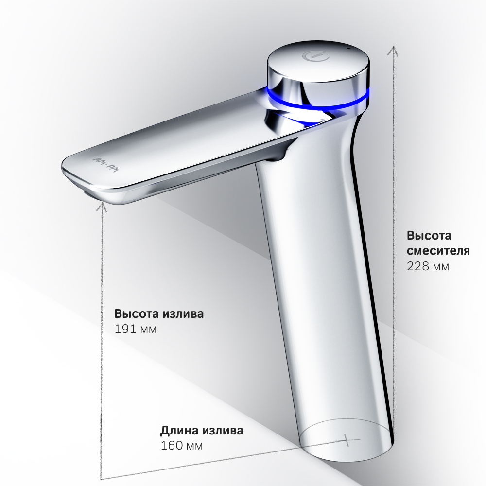 F50A93400 Inspire V2.0, TouchReel электронный высокий см-ль с д/к, излив 160 мм, хром