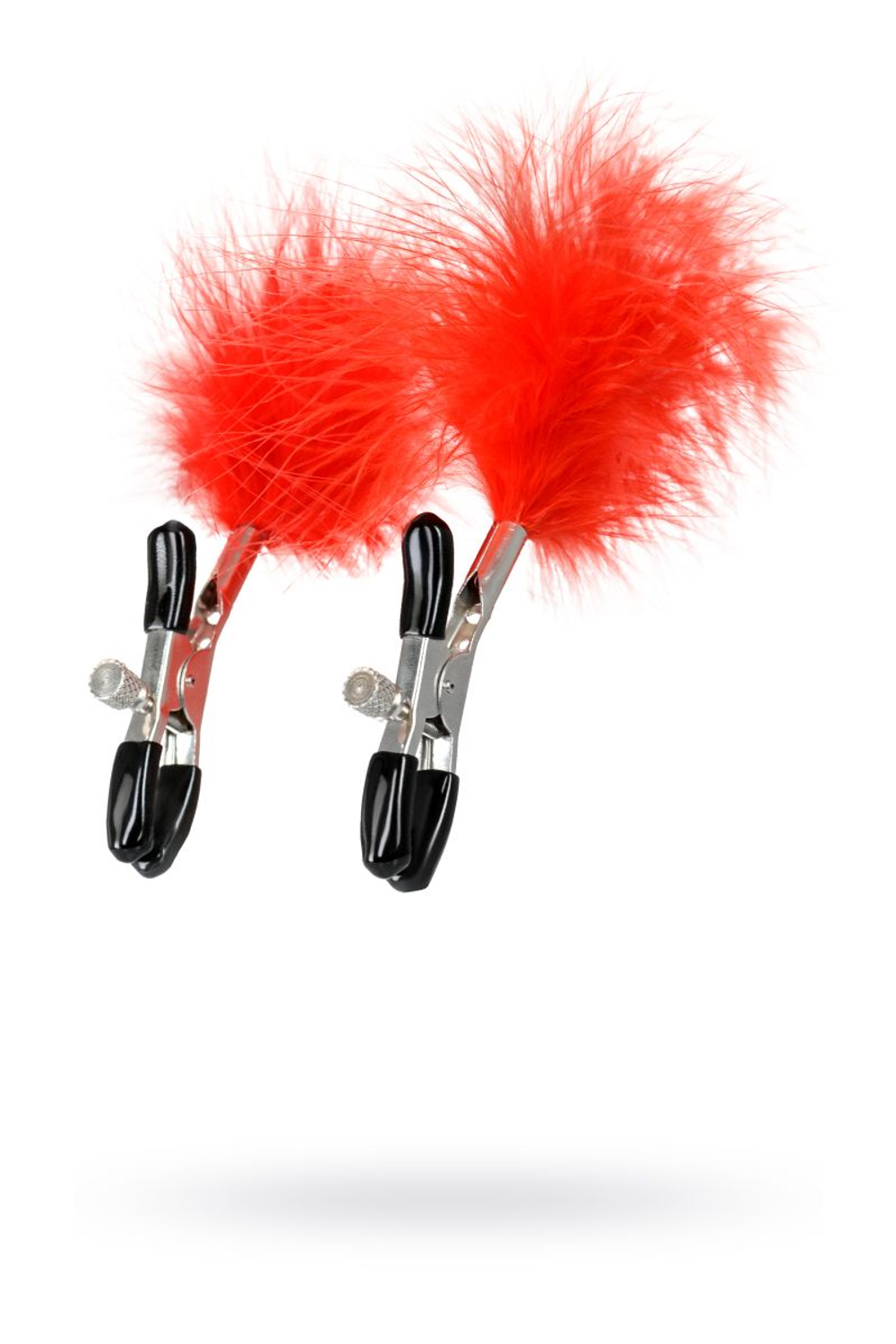 Зажимы для сосков с красным пухом Theatre (Цвет: красный)