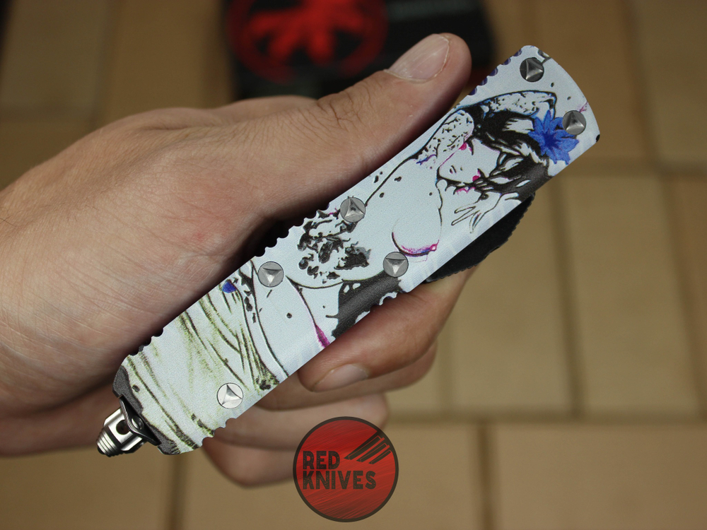 Нож Microtech UTX-85 T/E , клинок танто - восточные рисунки + запчасти RK-403