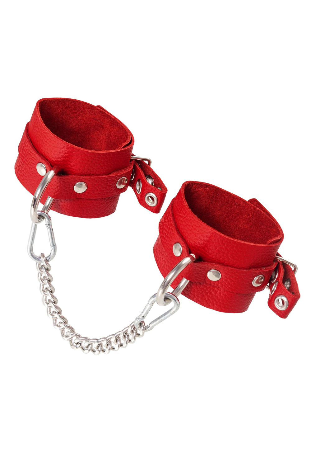 Красные мягкие кожаные оковы с люверсами (Цвет: красный)