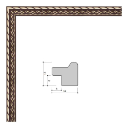 Фоторамка 15х21 см, коричневая, орнамент золото, арт. 1521.140444